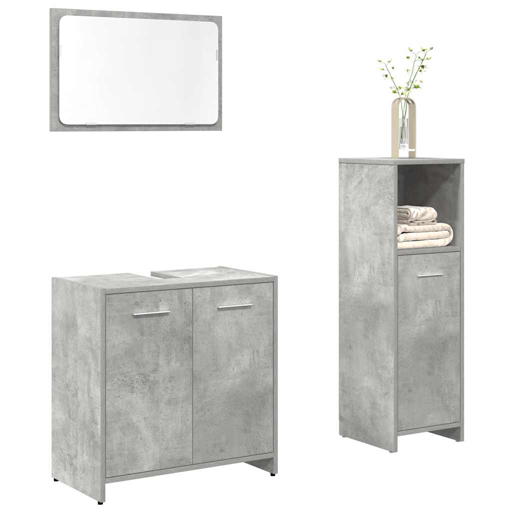 vidaXL Ensemble de meubles de salle de bain 3 pcs Gris béton Bois d'ingénierie