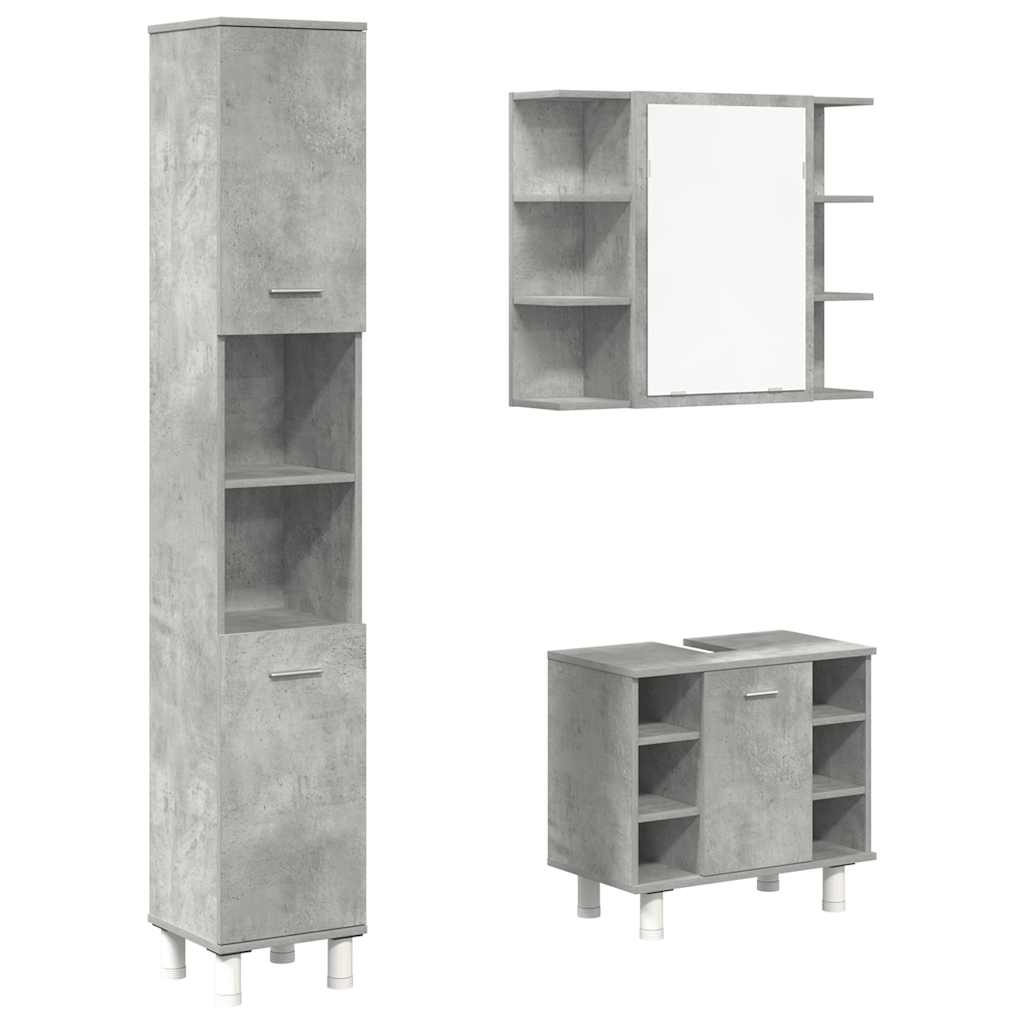 vidaXL Ensemble de meubles de salle de bain 3 pcs Gris béton Bois d'ingénierie