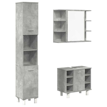 vidaXL 3-tlg. Badmöbel-Set Betongrau Holzwerkstoff