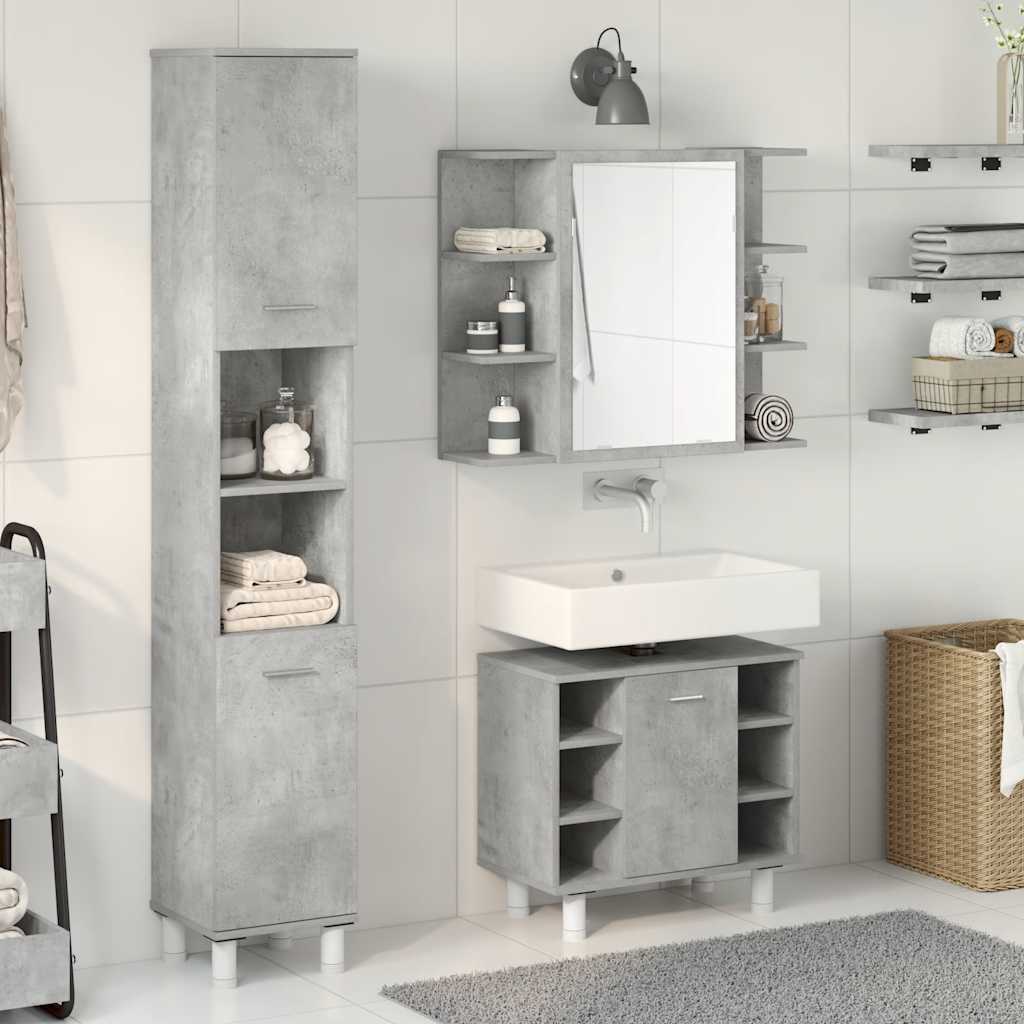 vidaXL Ensemble de meubles de salle de bain 3 pcs Gris béton Bois d'ingénierie