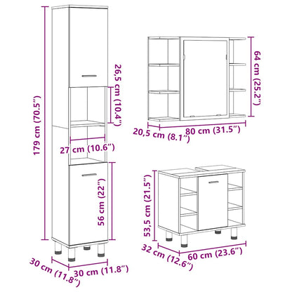 vidaXL Ensemble de meubles de salle de bain 3 pcs Gris béton Bois d'ingénierie
