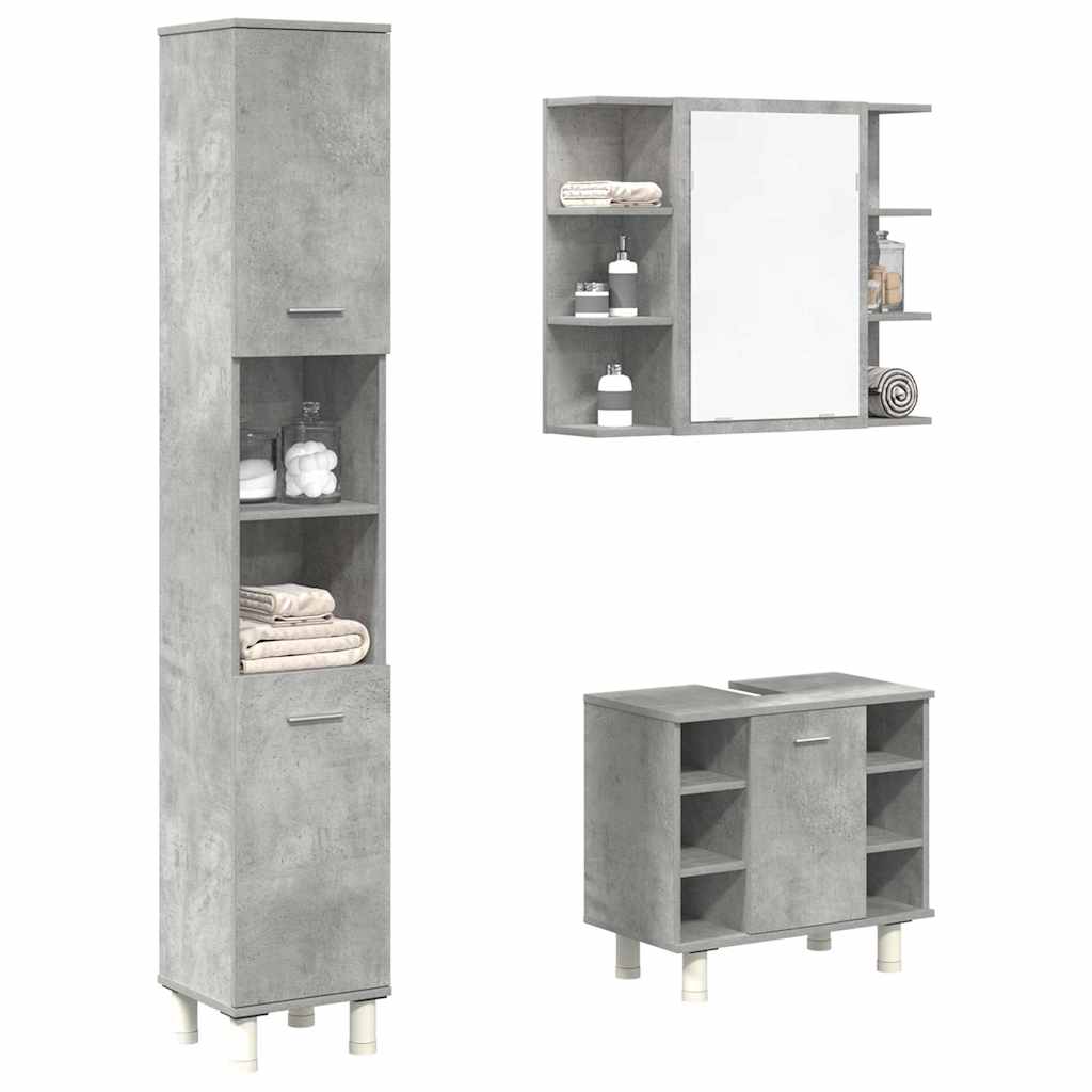 vidaXL Ensemble de meubles de salle de bain 3 pcs Gris béton Bois d'ingénierie