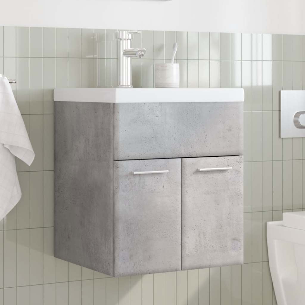 vidaXL Ensemble de meubles de salle de bain 2 pcs Gris béton Bois d'ingénierie