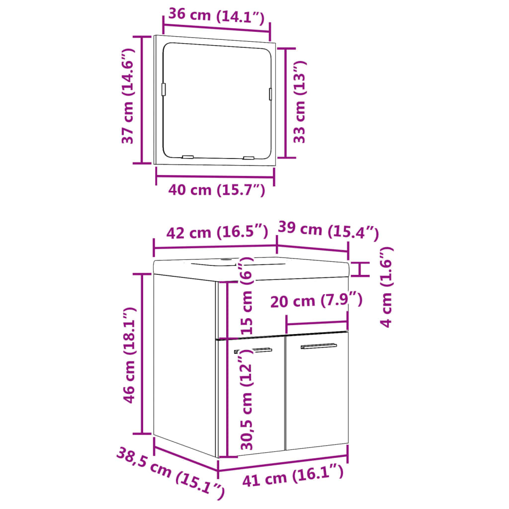 vidaXL Ensemble de meubles de salle de bain 3 pcs Gris béton Bois d'ingénierie