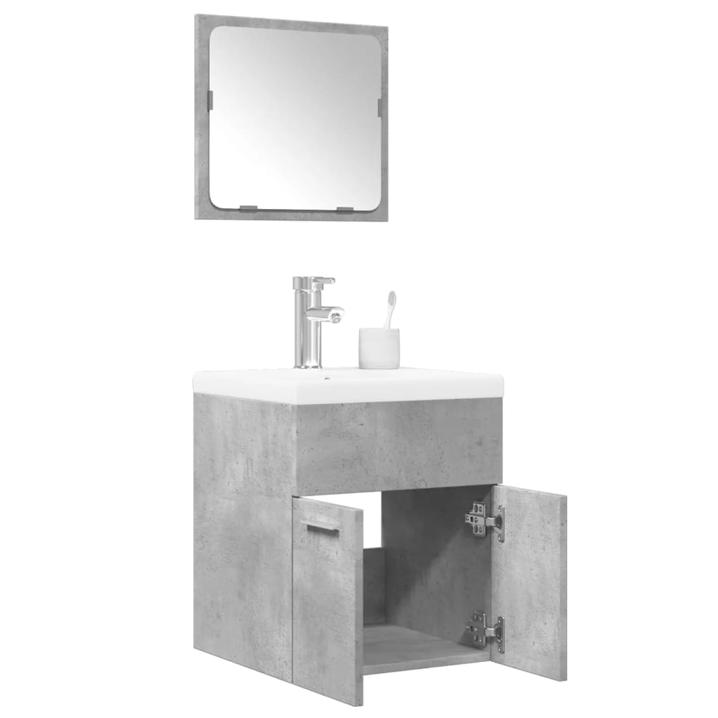 vidaXL Ensemble de meubles de salle de bain 3 pcs Gris béton Bois d'ingénierie