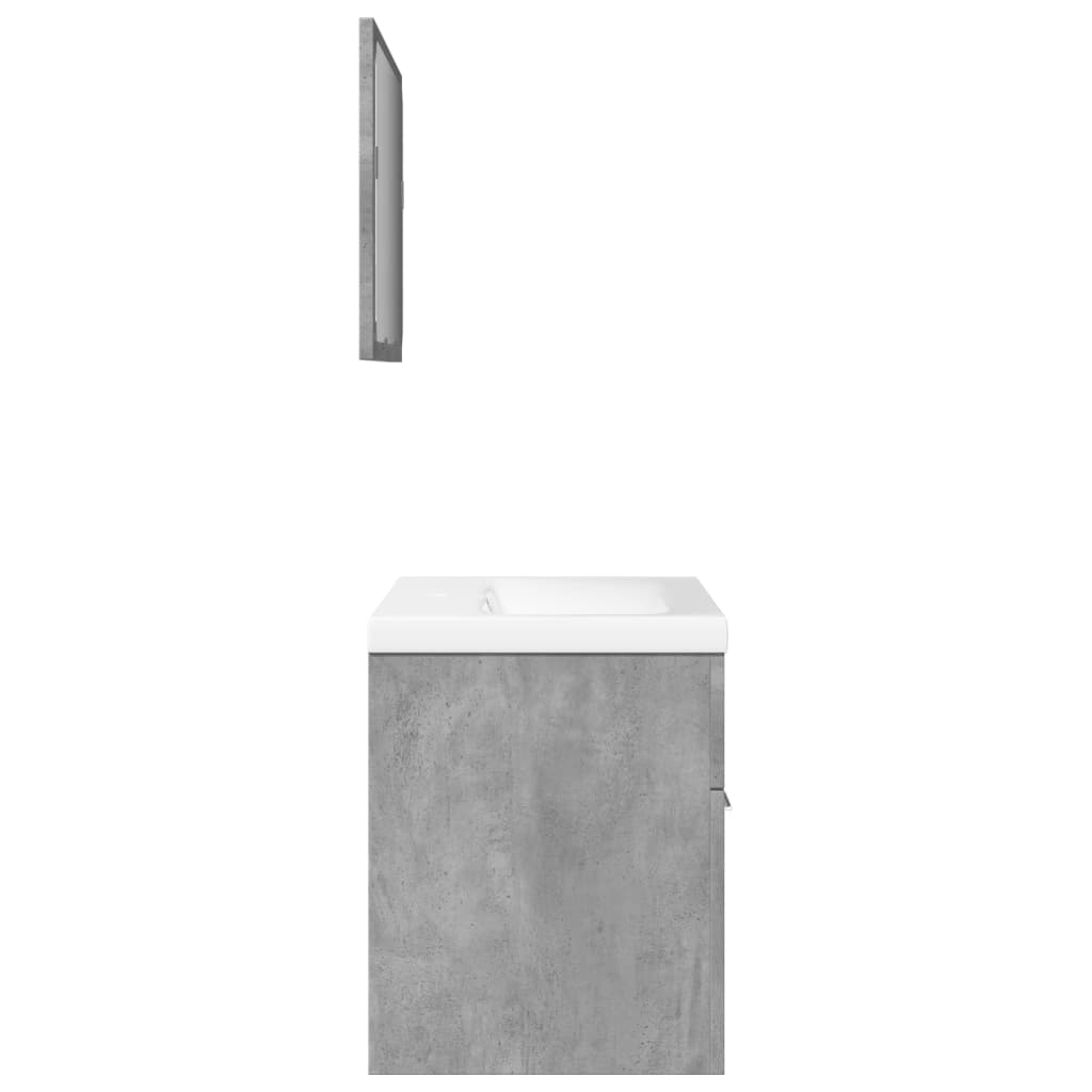 vidaXL 3-tlg. Badmöbel-Set Betongrau Holzwerkstoff