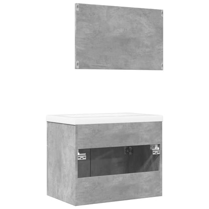 vidaXL 3-tlg. Badmöbel-Set Betongrau Holzwerkstoff