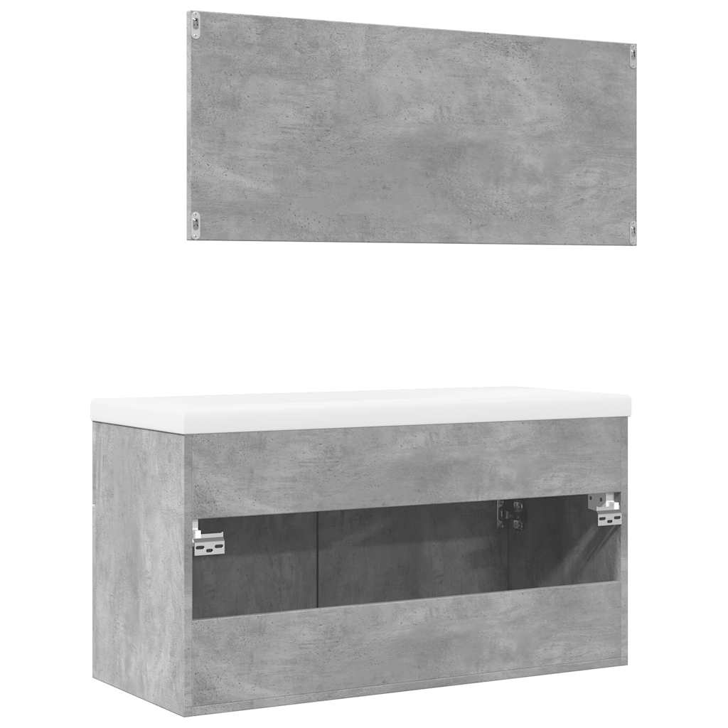 vidaXL 3-tlg. Badmöbel-Set Betongrau Holzwerkstoff