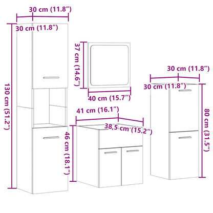 vidaXL 4-tlg. Badmöbel-Set Betongrau Holzwerkstoff