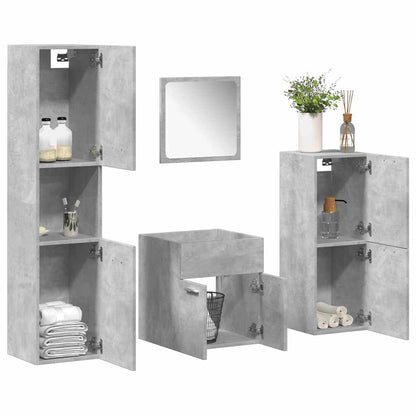 vidaXL 4-tlg. Badmöbel-Set Betongrau Holzwerkstoff