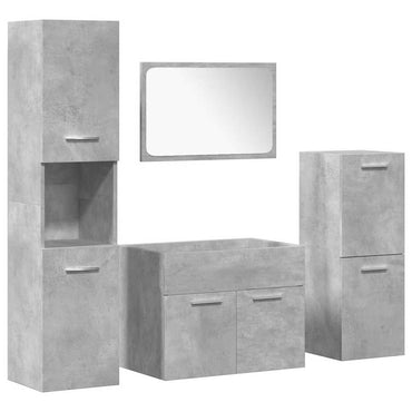 vidaXL 4-tlg. Badmöbel-Set Betongrau Holzwerkstoff