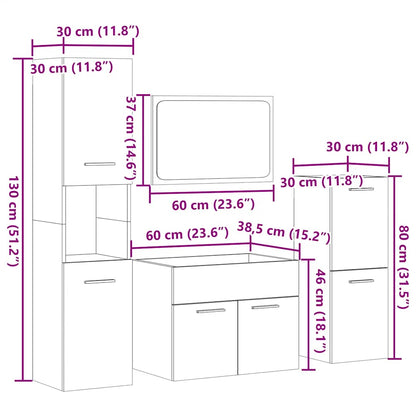 vidaXL 4-tlg. Badmöbel-Set Betongrau Holzwerkstoff