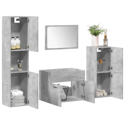 vidaXL 4-tlg. Badmöbel-Set Betongrau Holzwerkstoff