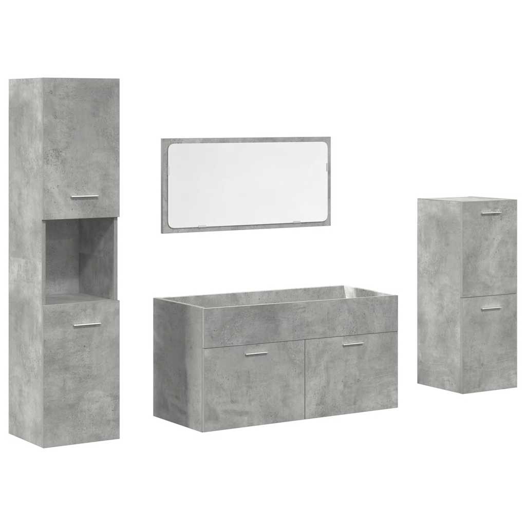 vidaXL 4-tlg. Badmöbel-Set Betongrau Holzwerkstoff