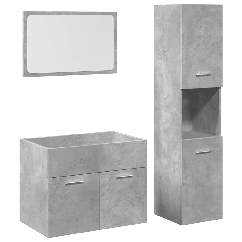 vidaXL Ensemble de meubles de salle de bain 3 pcs Gris béton Bois d'ingénierie