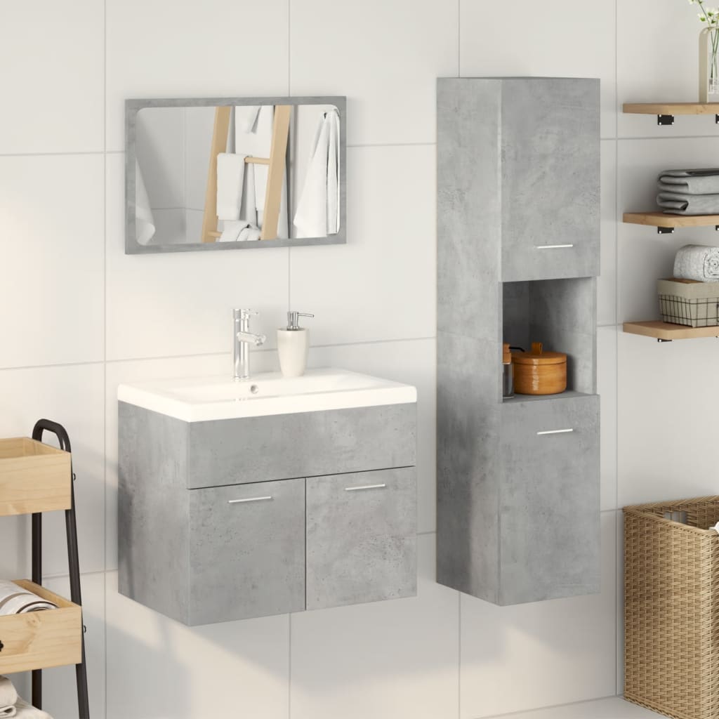 vidaXL Ensemble de meubles de salle de bain 3 pcs Gris béton Bois d'ingénierie