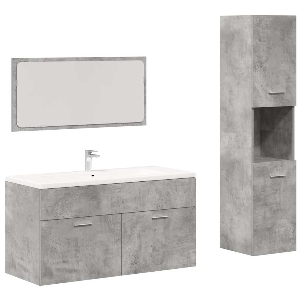 vidaXL Ensemble de meubles de salle de bain 3 pcs Gris béton Bois d'ingénierie