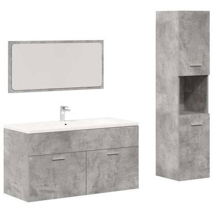 vidaXL Ensemble de meubles de salle de bain 3 pcs Gris béton Bois d'ingénierie