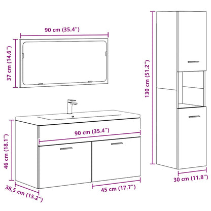 vidaXL Ensemble de meubles de salle de bain 3 pcs Gris béton Bois d'ingénierie