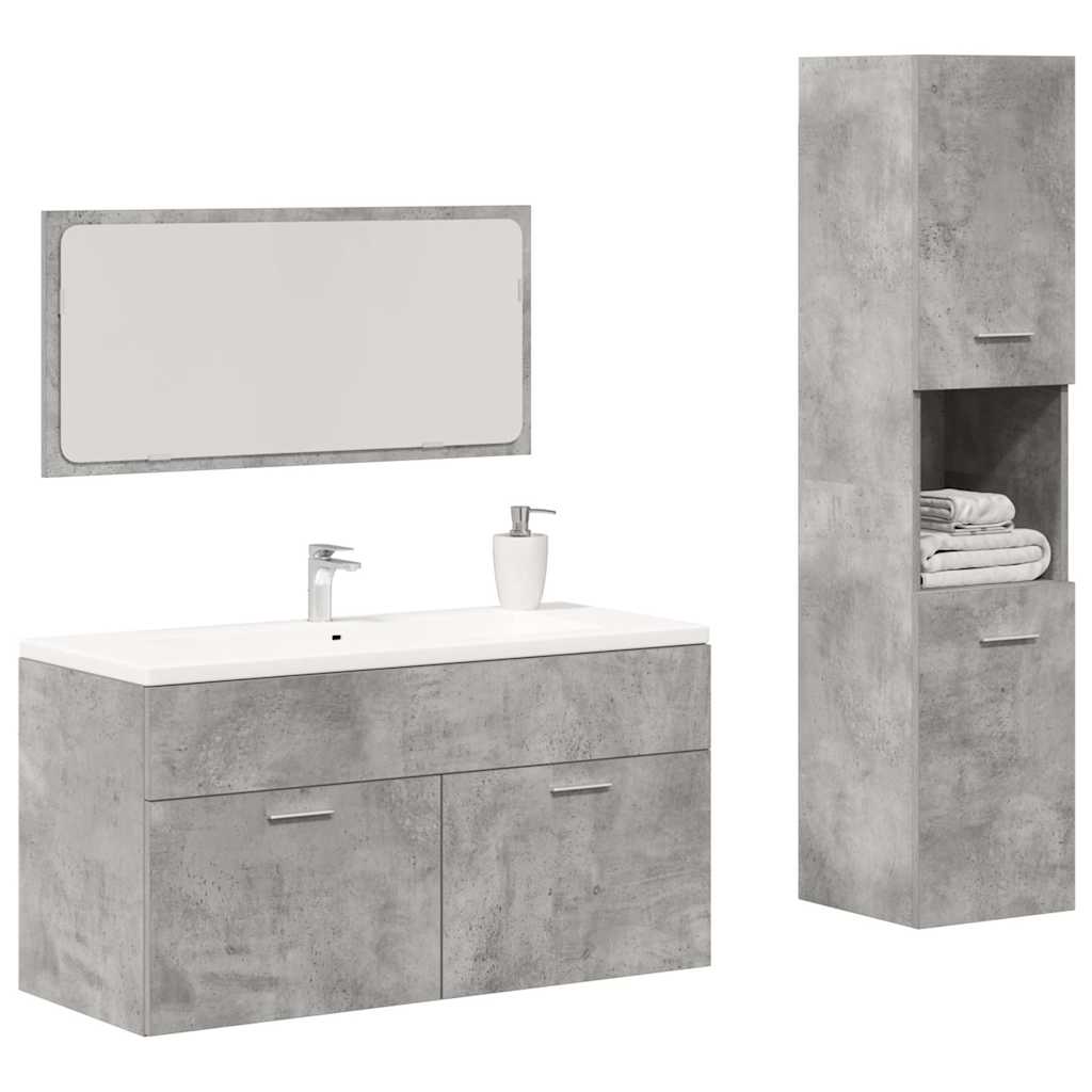 vidaXL Ensemble de meubles de salle de bain 3 pcs Gris béton Bois d'ingénierie