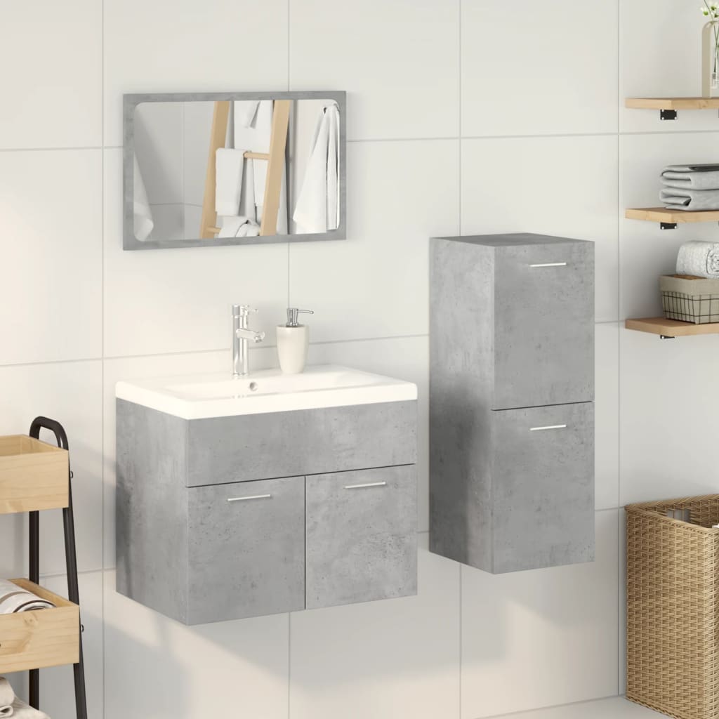 vidaXL Ensemble de meubles de salle de bain 3 pcs Gris béton Bois d'ingénierie