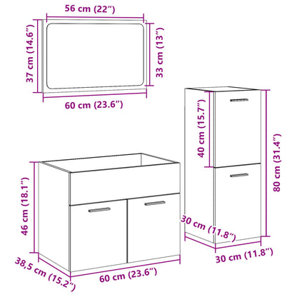 vidaXL Ensemble de meubles de salle de bain 3 pcs Gris béton Bois d'ingénierie