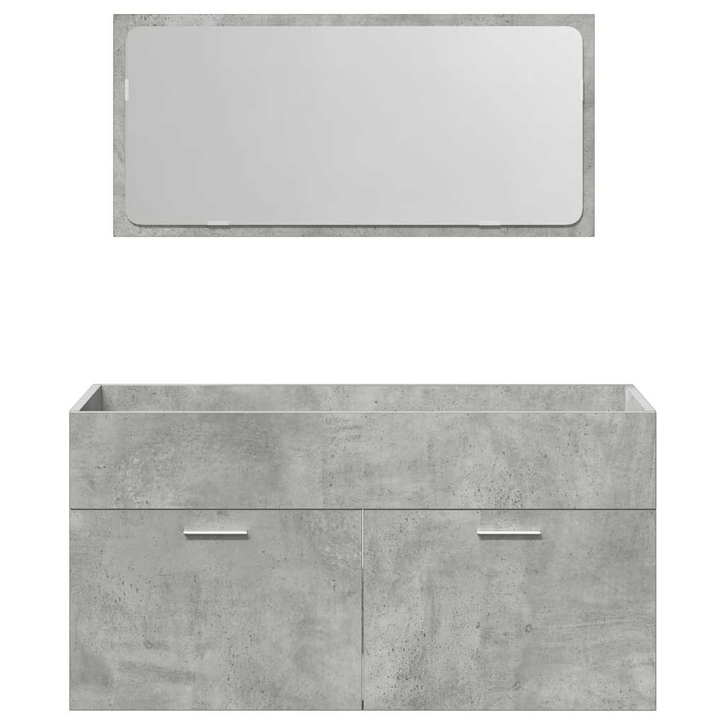 vidaXL 3-tlg. Badmöbel-Set Betongrau Holzwerkstoff