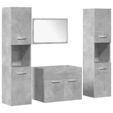vidaXL 4-tlg. Badmöbel-Set Betongrau Holzwerkstoff