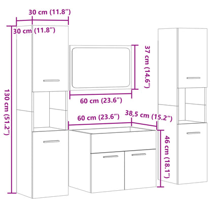 vidaXL 4-tlg. Badmöbel-Set Betongrau Holzwerkstoff
