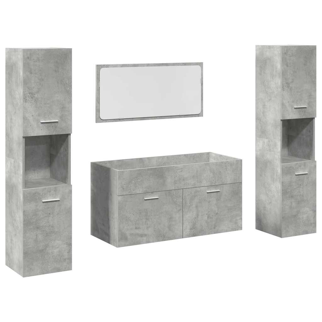 vidaXL 4-tlg. Badmöbel-Set Betongrau Holzwerkstoff