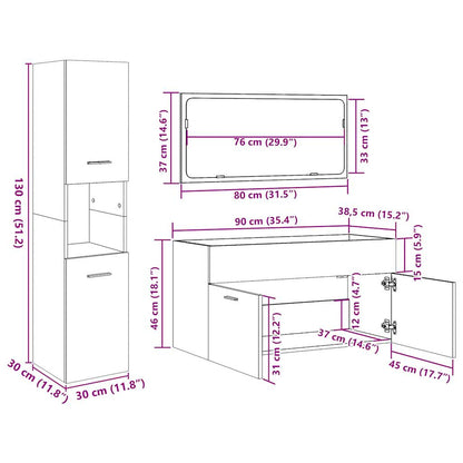 vidaXL 4-tlg. Badmöbel-Set Betongrau Holzwerkstoff