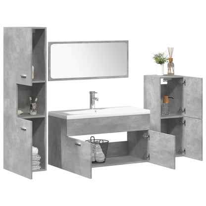 vidaXL 5-tlg. Badmöbel-Set Betongrau Holzwerkstoff