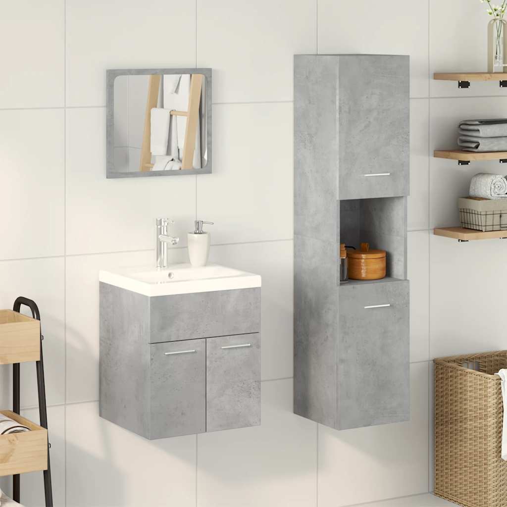 vidaXL Ensemble de meubles de salle de bain 4 pcs Bois d'ingénierie Gris béton