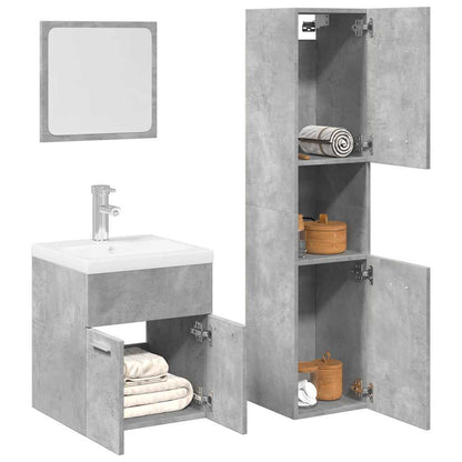 vidaXL Ensemble de meubles de salle de bain 4 pcs Bois d'ingénierie Gris béton