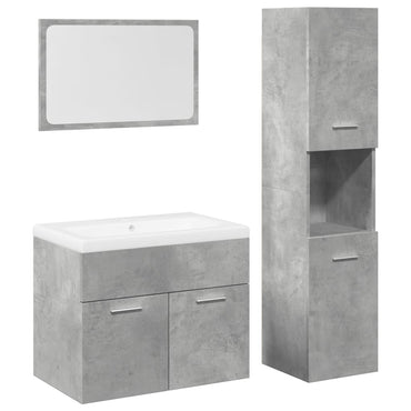 vidaXL Ensemble de meubles de salle de bain 4 pcs Béton gris Bois d'ingénierie