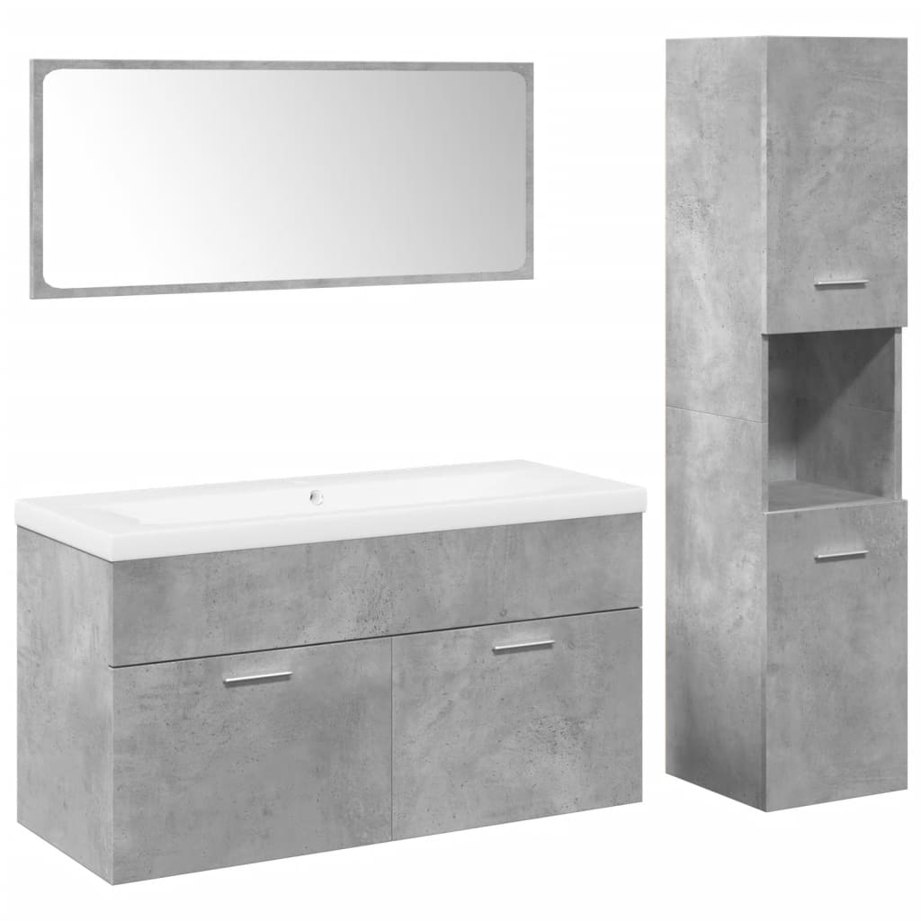 vidaXL Ensemble de meubles de salle de bain 4 pcs Bois d'ingénierie Gris béton