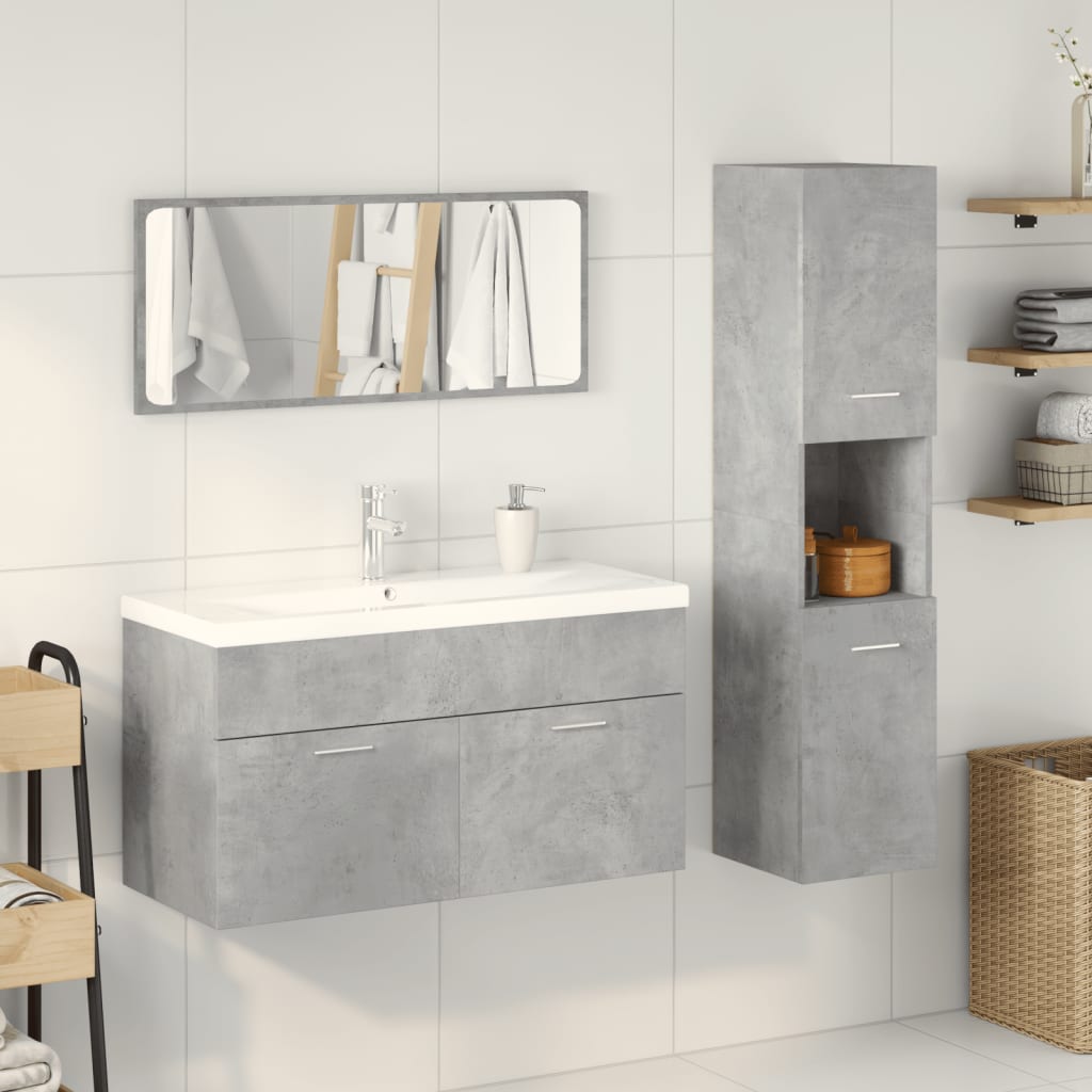 vidaXL Ensemble de meubles de salle de bain 4 pcs Bois d'ingénierie Gris béton