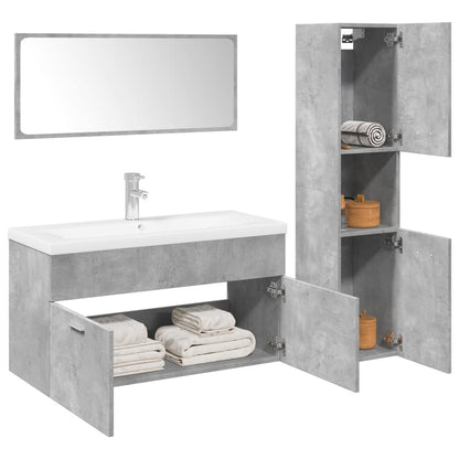vidaXL Ensemble de meubles de salle de bain 4 pcs Bois d'ingénierie Gris béton