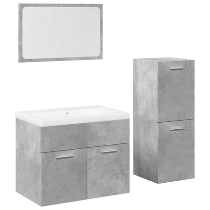 vidaXL 4-tlg. Badmöbel-Set Betongrau Holzwerkstoff