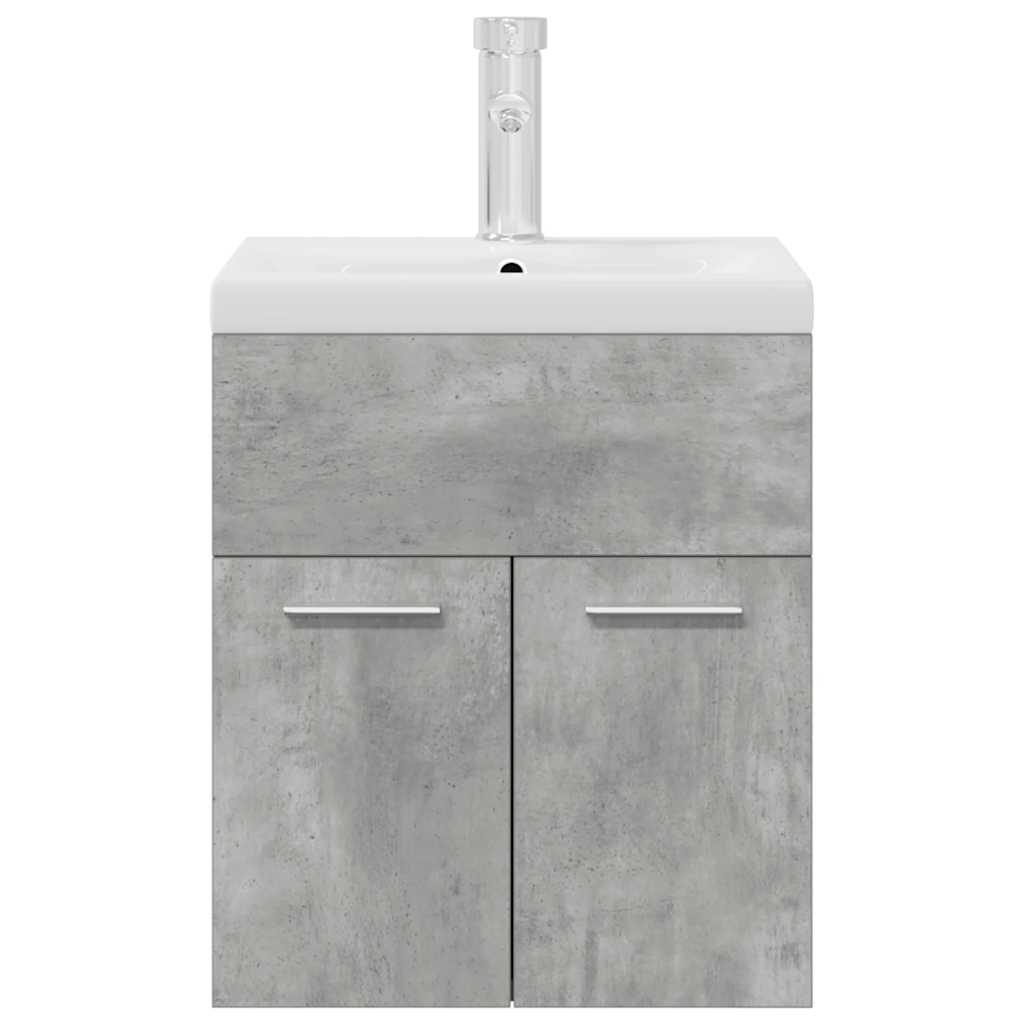 vidaXL Meuble sous-vasque avec lavabo intégré et robinet Gris béton