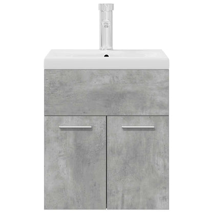 vidaXL Meuble sous-vasque avec lavabo intégré et robinet Gris béton