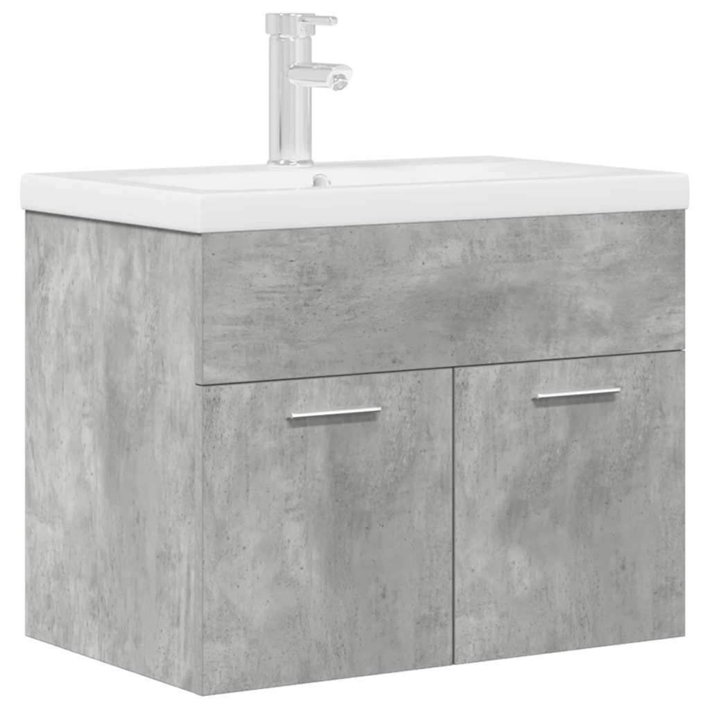 vidaXL Waschbeckenunterschrank mit Einbaubecken Wasserhahn Betongrau