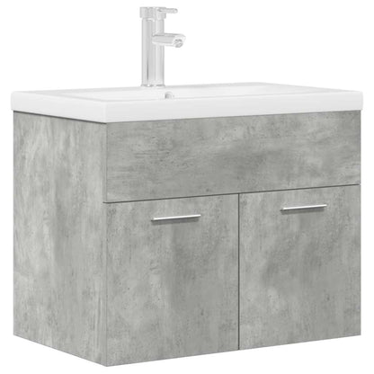 vidaXL Waschbeckenunterschrank mit Einbaubecken Wasserhahn Betongrau