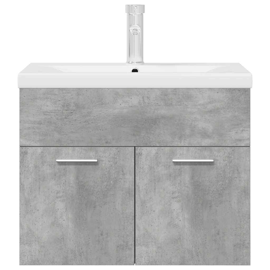 vidaXL Waschbeckenunterschrank mit Einbaubecken Wasserhahn Betongrau