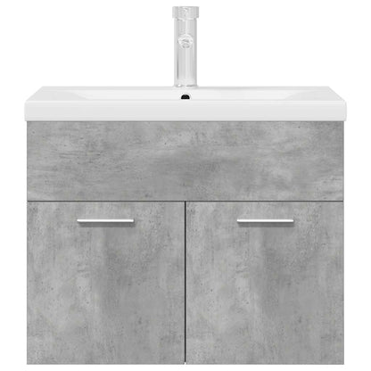 vidaXL Waschbeckenunterschrank mit Einbaubecken Wasserhahn Betongrau