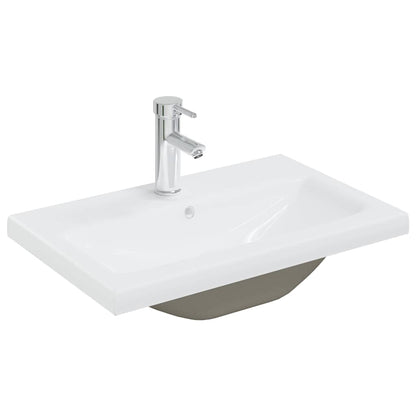 vidaXL Waschbeckenunterschrank mit Einbaubecken Wasserhahn Betongrau