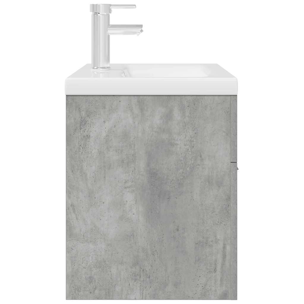 vidaXL Waschbeckenunterschrank mit Einbaubecken Wasserhahn Betongrau
