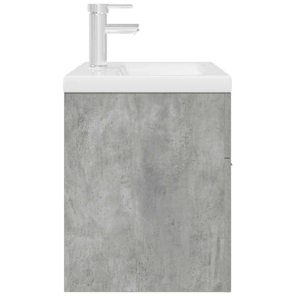 vidaXL Waschbeckenunterschrank mit Einbaubecken Wasserhahn Betongrau