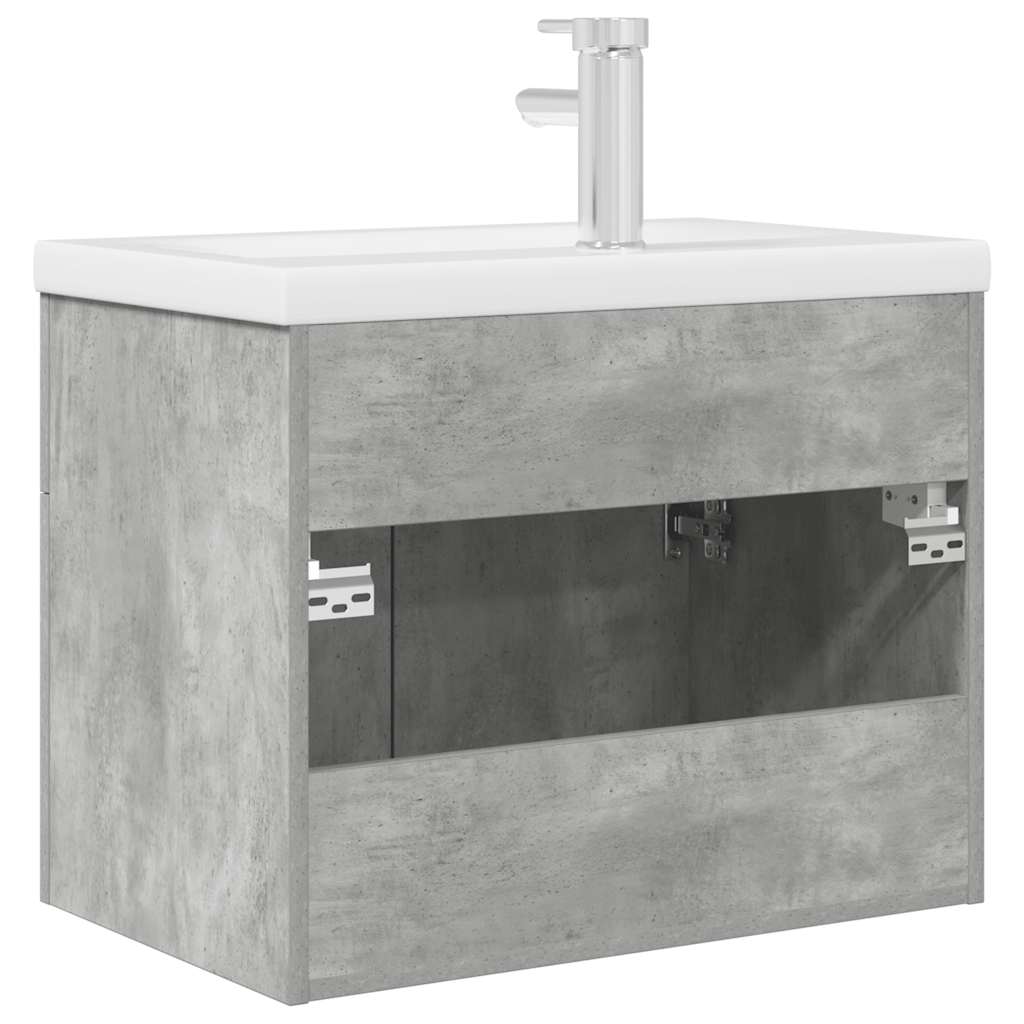 vidaXL Waschbeckenunterschrank mit Einbaubecken Wasserhahn Betongrau