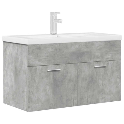 vidaXL Waschbeckenunterschrank mit Einbaubecken Wasserhahn Betongrau